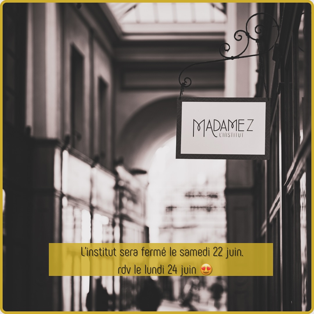 ?Fermeture exceptionnelle
Samedi 22 juin, et lié aux travaux sur la ligne de notre transport, l’institut sera fermé toute le journée.
?On se retrouve le lundi 24 juin.
Pendant nos heures de fermetures, vous pouvez prendre rdv, réserver vos cosmétiques ou vous informer sur notre site internet www.madamez-institut.fr
Nous restons joignable sur Insta ou par mail à contact@madamez-institut.fr
Bonne journée et bel été ☀️
#samedi #samediaparis #pariscentre #fermeture #weekend #institutdebeauteparis #esthetiqueparis