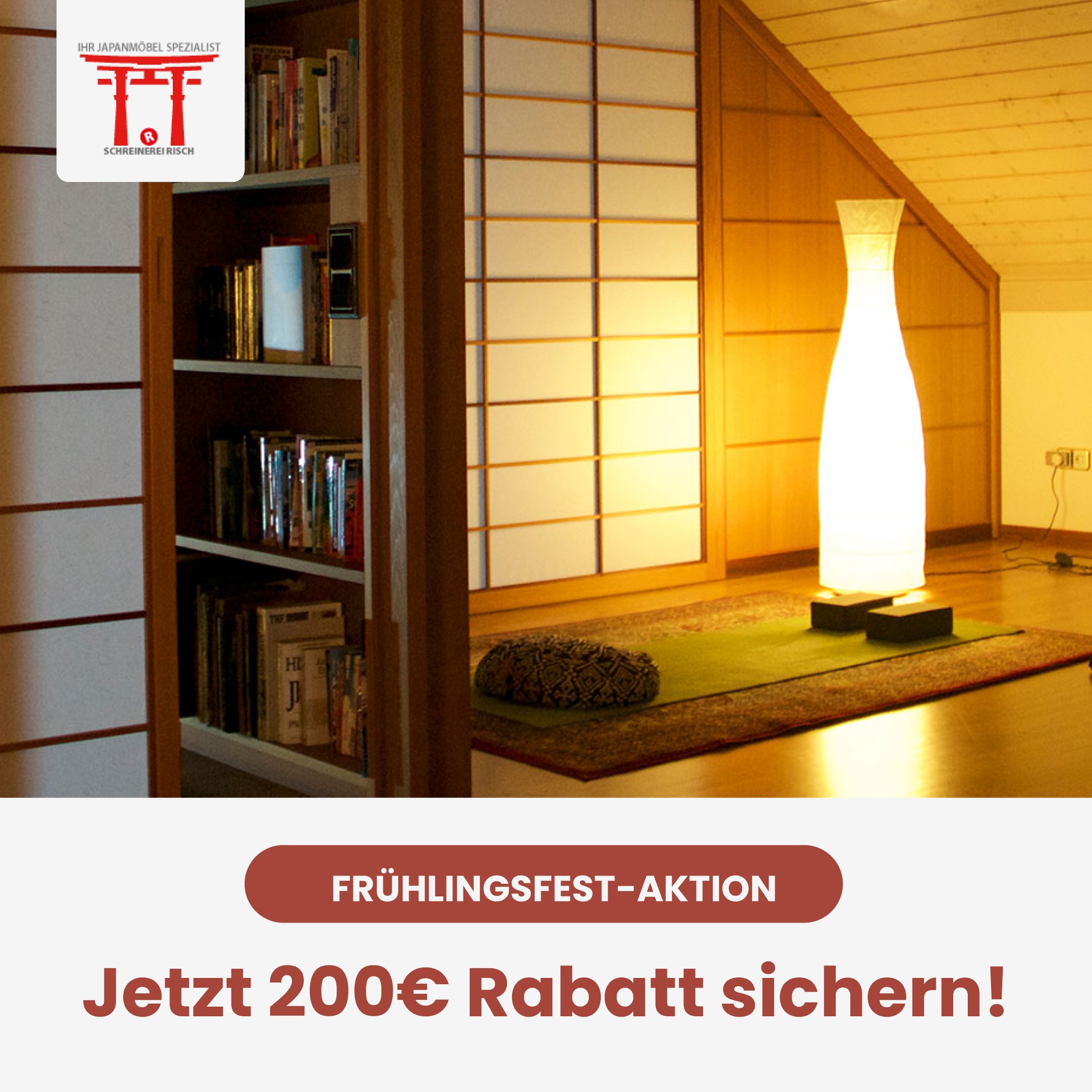 Frühlingsfest-Special! 🌸
Am 11. Mai findest du uns auf dem Japanischen Frühlingsfest in Augsburg! Als Dankeschön gibt’s exklusiv zur Messe:
💥 200€ Rabatt auf alle Möbel- und Shoji-Maßanfertigungen 💥
Ob Raumteiler, Schiebetüren oder Möbel auf Maß – gestalte dein Zuhause mit traditioneller japanischer Eleganz!
Nur bis zum 15. Juni 2025 – also vorbeikommen lohnt sich!
📍 Shoji-Zentrum | Frühlingsfest Augsburg
#ShojiZentrum #FrühlingsfestAugsburg #AugsburgEvents #ShojiTüren #Japan #Wohnideen #InteriorDesign #Raumteiler #Maßanfertigung #RabattAktion #Handwerk #Tradition #JapanStyle #Einrichtung #Frühlingsaktion #Shoji
