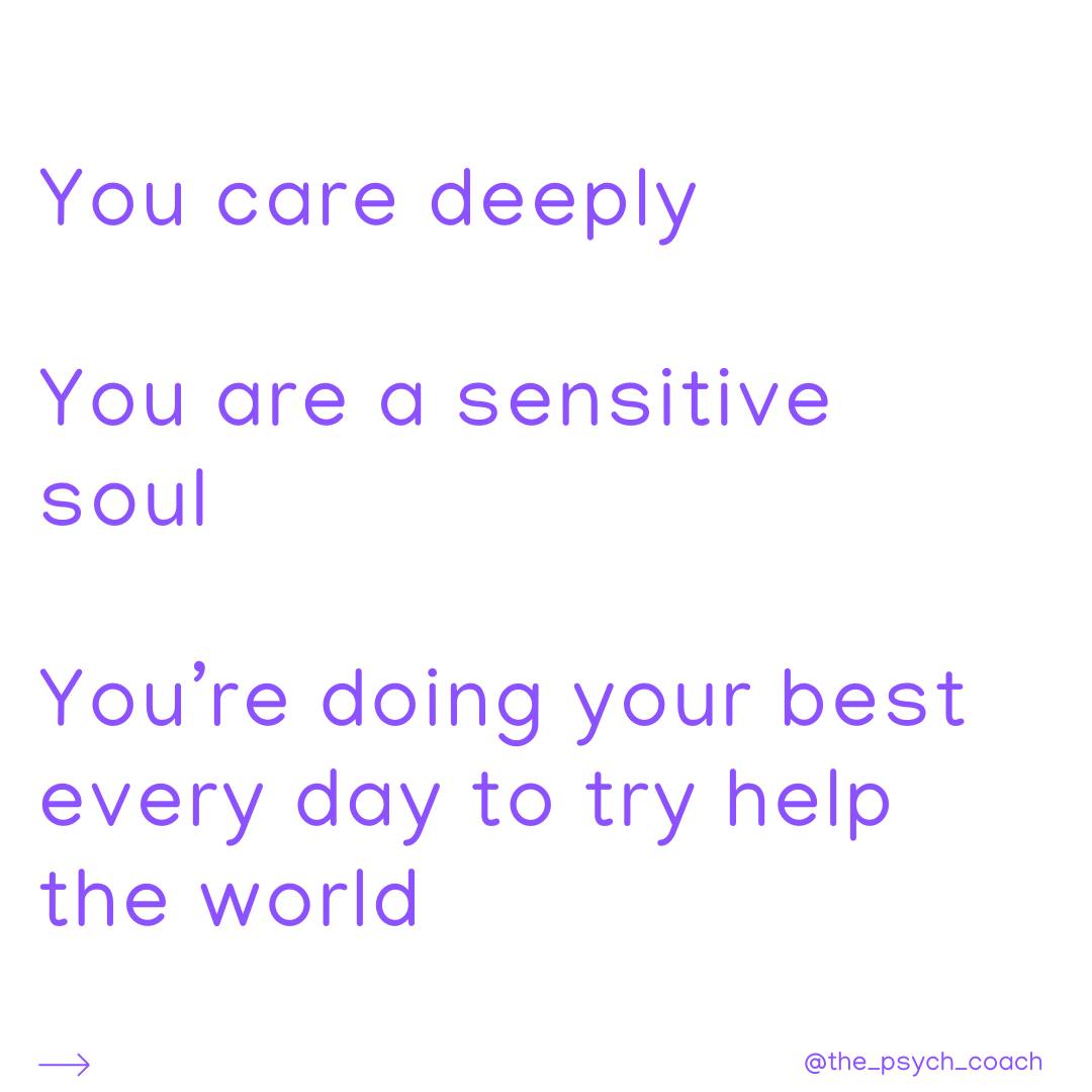 You have a heart of gold which can sometimes be really difficult and painful for you.  It may even feel like that heart is breaking right now.
I see you and I know that you care deeply.  You are a sensitive soul.  I know you’re doing your best every day to try help the world.
But maybe you feel like your efforts are not enough.  You have guilt for the moments of joy in your life. You find yourself overwhelmed with sadness, despair or anger.
Your soul hurts witnessing one atrocity after another.  You are in pain seeing constant violation of rights.
This is because you care about people and about the world and you are passionate about justice and equality.  It’s because you believe in kindness. It’s because you are not prepared to give up on what’s right.  It's because you are a good person.
I know it’s really hard, I get it.  But you need to look after yourself too.
Take breaks when you need them.  Mind your beautiful heart. Do not give up on your joy, it is a protest in times of forced despair and uncertainty. 
If you would like support from someone who also cares deeply, you can book your FREE consultation, via the link in my bio.
#joy #sensitivesouls #brokenheart #psychotherapist #irishpsychotherapist