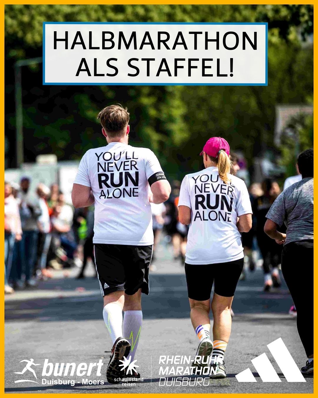 💛🏃♀️ Einer startet. Drei laufen weiter. Alle finishen.Gewonnen wird gemeinsam!Unser....