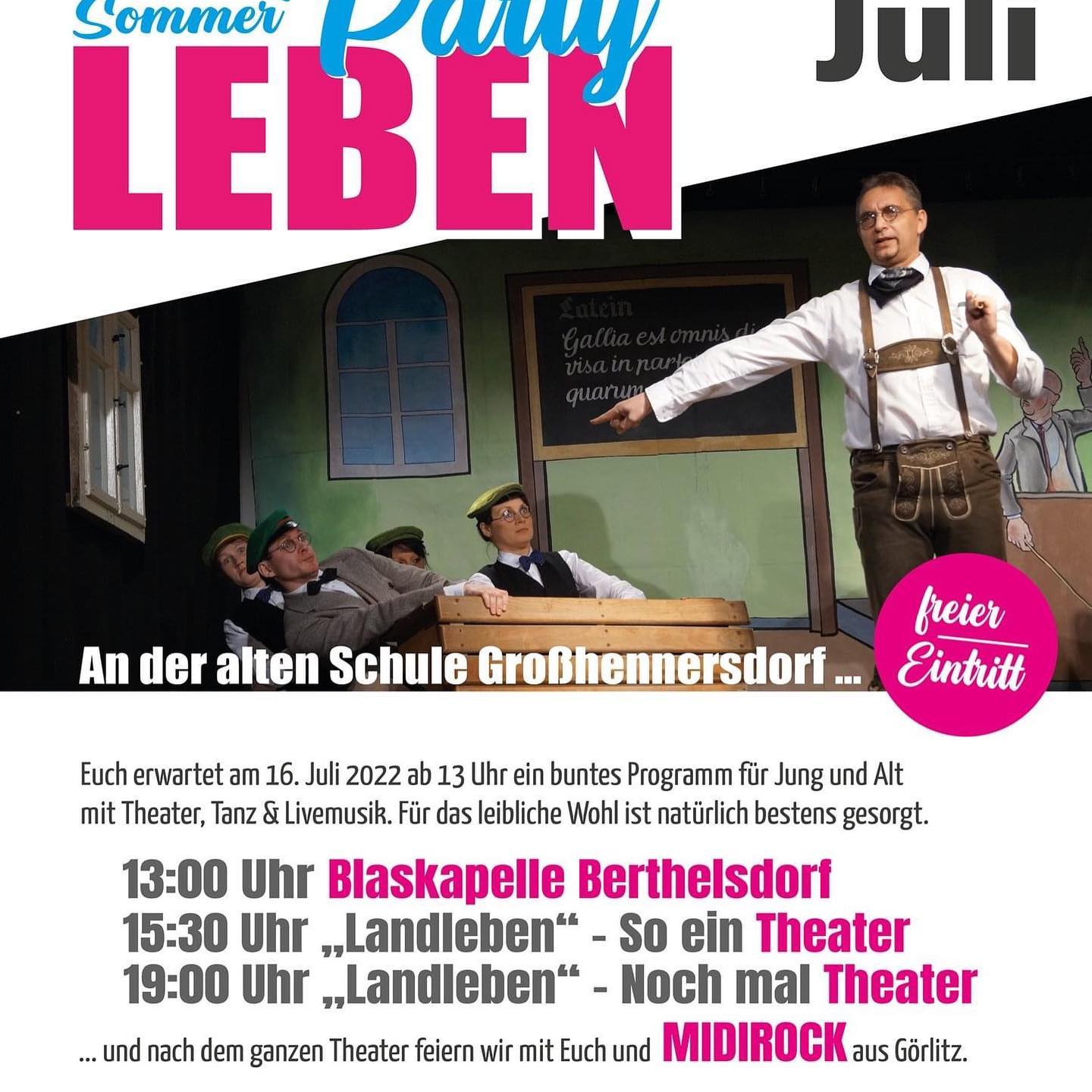 Juhu … Morgen geht’s los ::
GKC - Sommerparty am 16. Juli 2022 ?
Bühne & Zelt stehen, die Funken und Schauspieler proben heut nochmal fleißig und die Großstädter haben schon Ihre Shuttles Richtung LandLeben in Stellung gebracht …
Wir freuen uns auf Euch - ab 13 Uhr morgen an der alten Schule Grosshennersdorf. Nutzt bitte auch den Parkplatz am Kulti - um die Schule wird’s bissl Enge.
Kummt oak har!
#landleben #grosshennersdorf #landkreisgörlitz #sommerparty #aufdemdorfistesamschönsten #faschinggrohedo #tsvgrosshennersdorf