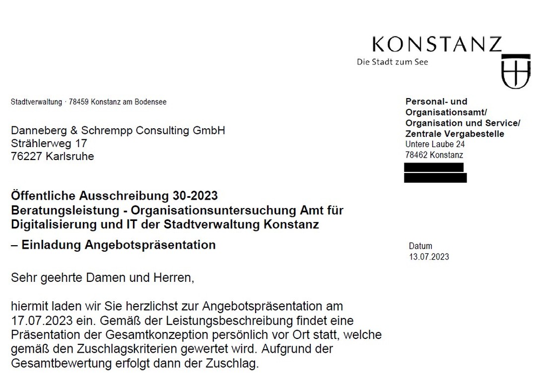 Wir haben an der Ausschreibung