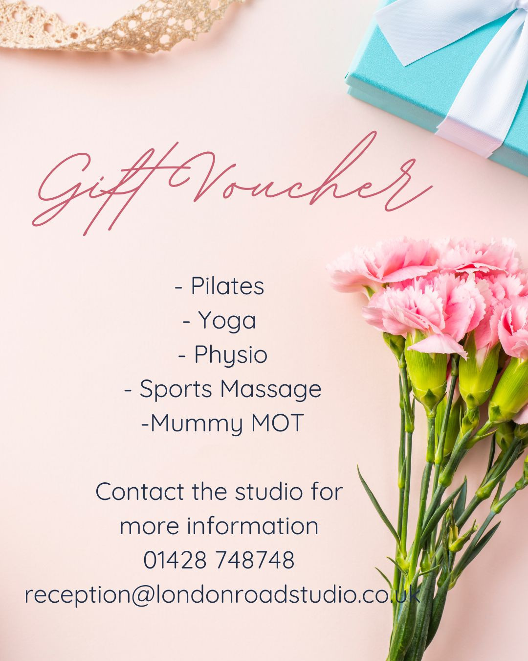 Give the Gift of Wellness this Mother’s Day! ?
Looking for the perfect Mother’s Day gift? Give her the chance to relax, unwind, and recharge with a Gift Voucher for our Pilates & Yoga classes! ?♀️?
Whether she loves a calming yoga flow, a strength-building Pilates class, a physiotherapy session or a sports massage, we’ve got the perfect gift.
Let’s make this Mother’s Day extra special! ?
Call us on 01428 748748 to order yours.
#haslemere #pilatesworkout #pilatesfitness #pilatesclasses #pilatesyoga #netmums #menspilates #wellbeinggoals #wellbeinglifestyle
#haslemerelife #surreymums #surreybusiness #surreyfitness
#liphook #bordon #hindhead #surreylife #petersfield #farnhamsurrey
#healthieryou #healthybodyandmind #surreyyoga
#reformerpilates #reformerclass #reformerpilatesworkout
#barre #barreworkout #barrefitness #barreclass