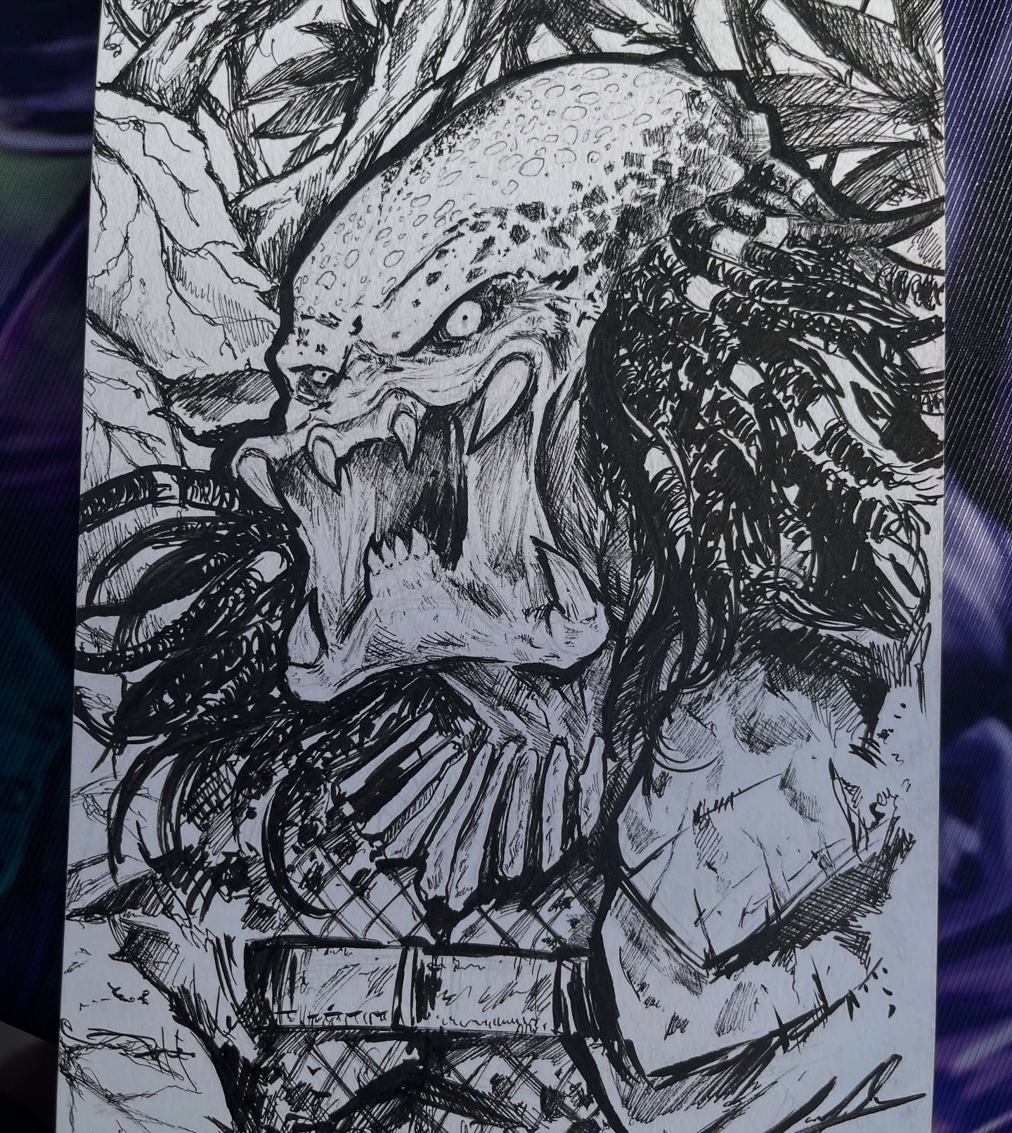 Good Morning!! I had this sketch waiting to be posted since the last edition of @retrolandvintagetoys at the @oasizmadrid shopping center. What do you think?
.
.
.
@paninicomicsespana #predator #art #traditionalart #ink #sketch #fiction #cienciaficción