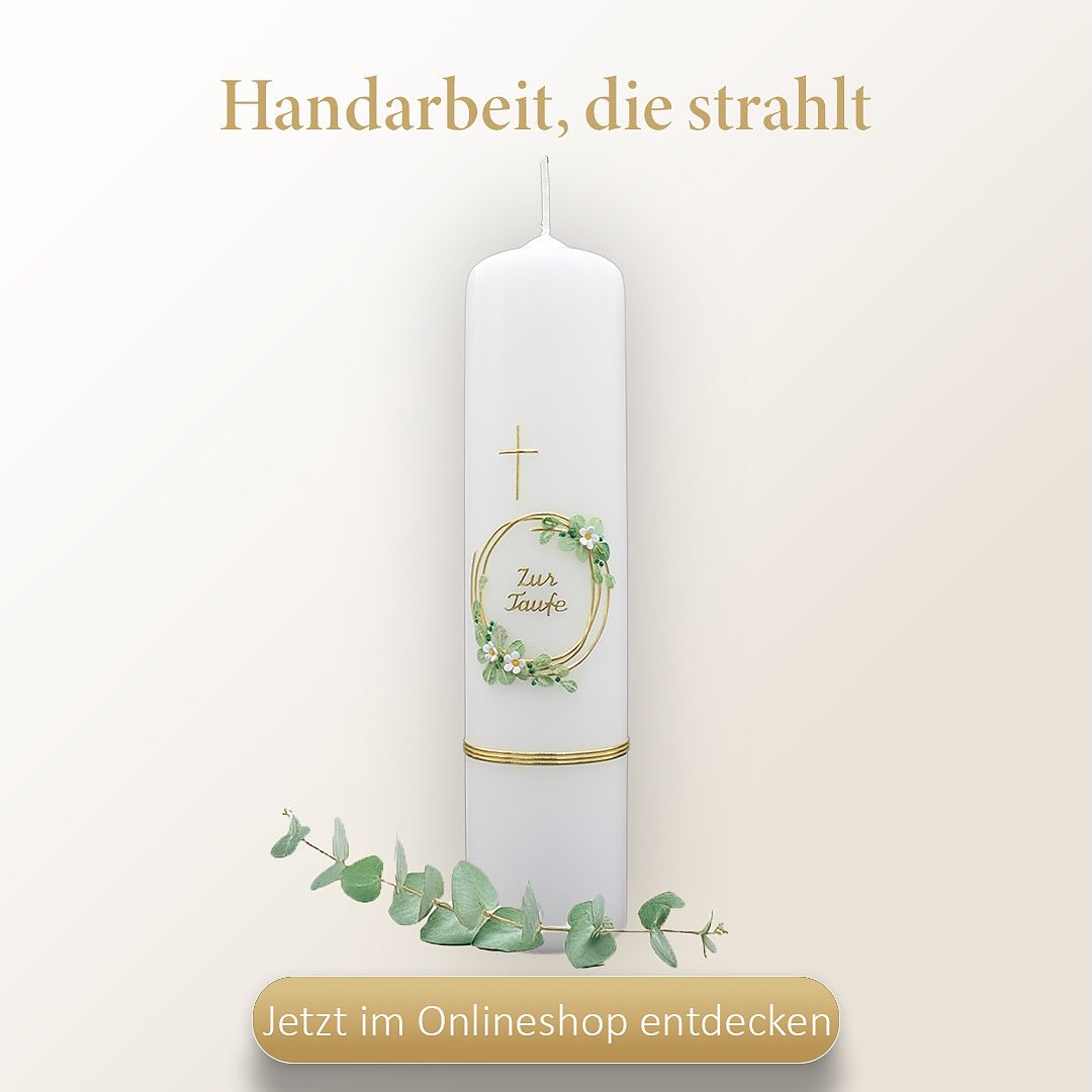 ✨ Ein Licht für den besonderen Moment ✨
Unsere handgefertigten Taufkerzen vereinen edles Design mit traditioneller Symbolkraft – für Erinnerungen, die ein Leben lang bleiben. ?
Gefertigt in liebevoller Handarbeit in Deutschland.
➡️ Jetzt im Onlineshop entdecken und dein persönliches Unikat bestellen.
#taufkerze #taufe #taufgeschenk #taufdekoration #handarbeit #wachsdesign #designerkerzen #zurTaufe #kerzenkunst #taufideen #unikat #madeingermany #geschenkideen #taufkerzen #kerzenliebe