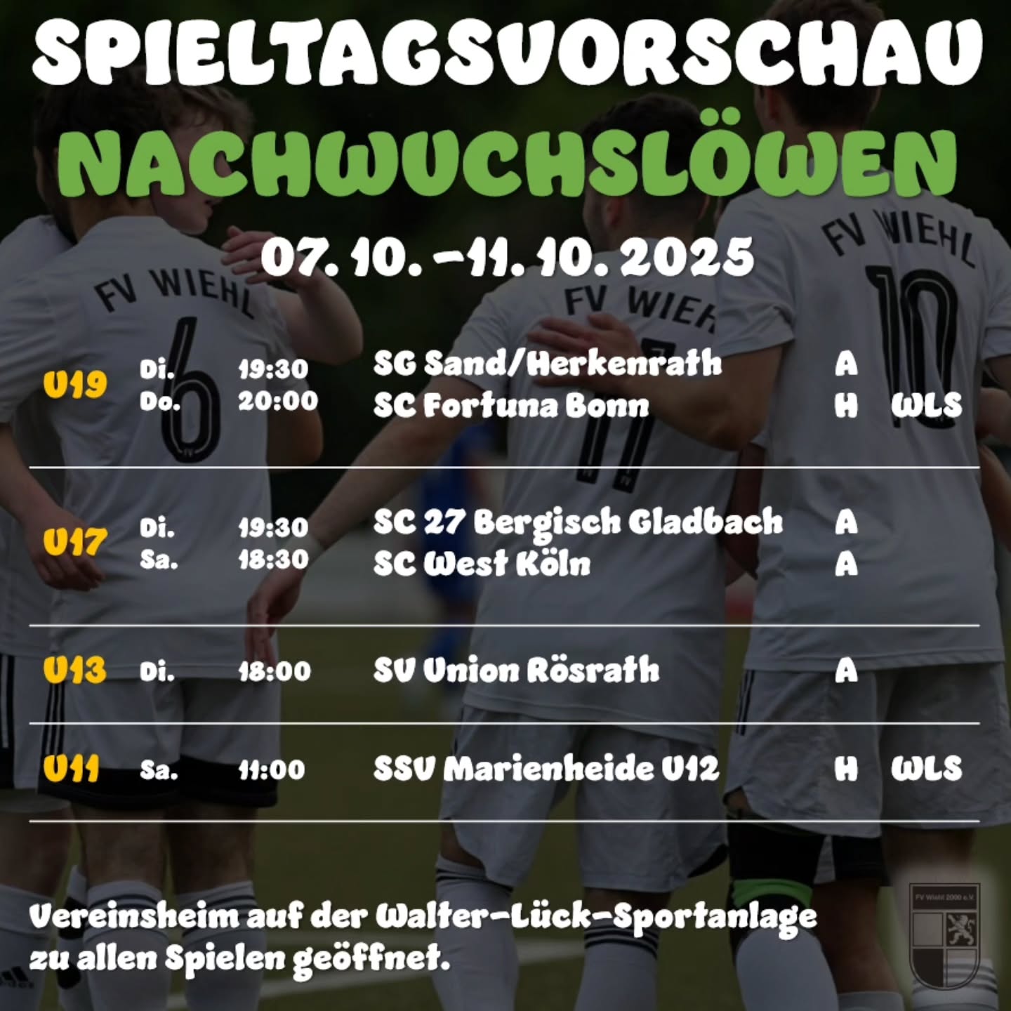 ? In dieser Woche kämpfen unsere Nachwuchslöwen wieder um den Einzug in die nächste Pokalrunde und um Punkte in der Meisterschaft ⚽
Heute gibt's bereits einen Überblick zu den anstehenden Paarungen, von denen zwei Spiele auf der Walter-Lück-Sportanlage ?️ stattfinden werden.
Unsere Nachwuchslöwen freuen sich auf euren Besuch! ??
? Oberberg-Aktuell
#nachwuchsloewen #mitdemloewenaufderbrust #weilwirdichlieben #fuerdenfv