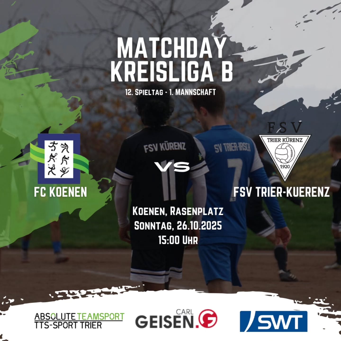 ⚪️Auswärtsaufgabe in Könen⚫️
Nach der unglücklichen, knappen Niederlage gegen die Reserve aus Irsch will unsere Erste am Wochenende ein anderes Gesicht zeigen – mit Mut und neuem Selbstvertrauen. Denn nur wenn alles zusammenpasst, lässt sich der offensivstarke Gegner aus Könen in die Schranken weisen.
Anpfiff ist um 15:00 Uhr in Könen – Änderungen vorbehalten.
Unterstützt die Erste und kommt vorbei!?
Unsere 2. Mannschaft hat an diesem Wochenende spielfrei und greift erst kommende Woche wieder ins Geschehen ein.
________
#fsv #trier #match #matchday #koenen #sonntag #erste #spielfrei #mut #vollgas