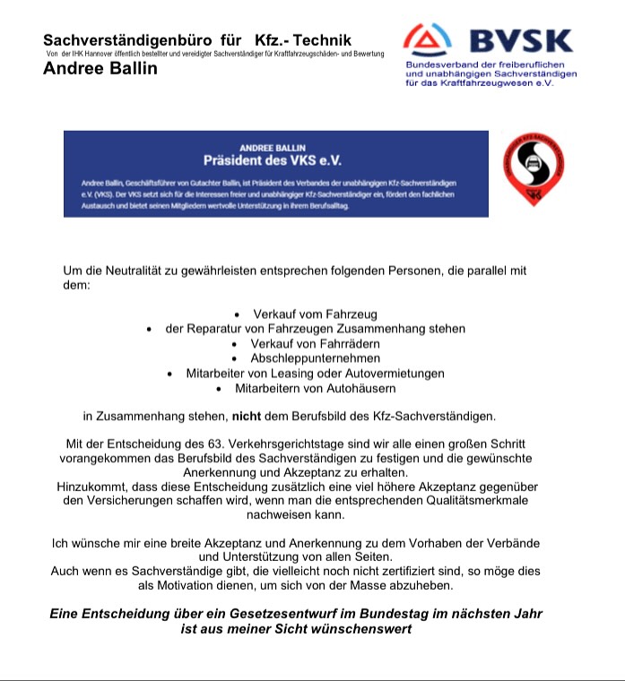 Das Berufsbild des Kfz-Sachverständigen