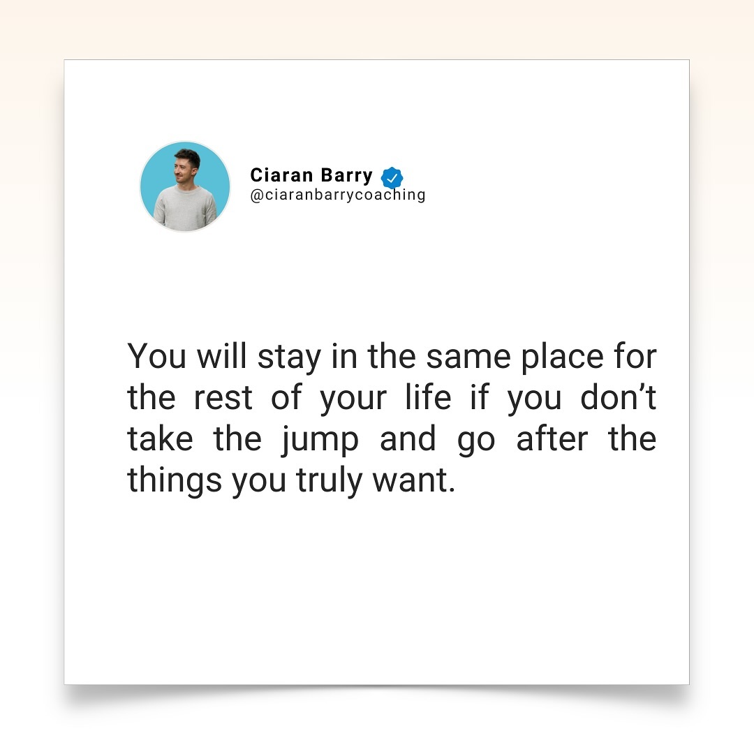 How often do you catch yourself thinking like this?
“It’s not the right time to do it.”
“I’ll tackle it tomorrow, plenty of time on my hands.”
“I’ll wait until I have more time or money.”
“I’ll get to all of that once I retire.”
Many of us find ourselves in a cycle of waiting for the perfect moment to pursue the things we truly desire. But here’s the reality: that perfect moment may never arrive. Life is full of distractions and unexpected turns.
Before you know it, a decade may slip by, and you’ll find yourself in the same spot as before.
The only way to reach your goals is to take the leap, regardless of your circumstances. Once you commit to your dreams and pursue them relentlessly, regardless of the challenges that come your way, you’ll find yourself closer to where you want to be.
Ready to chase your dreams?
Join me next Wednesday for a live webinar where we’ll work together to pinpoint your goals and break through the barriers standing in your way.
Link in the BIO or DM me for the link!
#lifecoaching #executivecoaching #careercoaching #leadercoach #leadershipcoaching #careercoach #coaching #findyourpurpose #achieveyourgoals #executivecoach #personaldevelopment #personaldevelopmentcoach #personalgrowth #cork