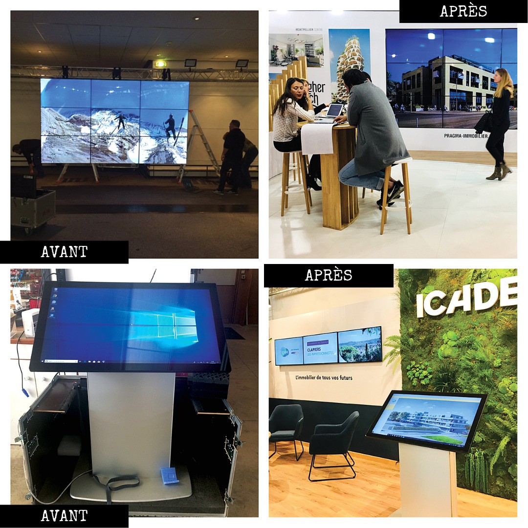 Un avant/après sur l'intégration d'un mur d'images et d'une borne tactile.
Besoin d'écrans, de borne tactile ou de casques VR ? Contactez-nous !
#evenementiel