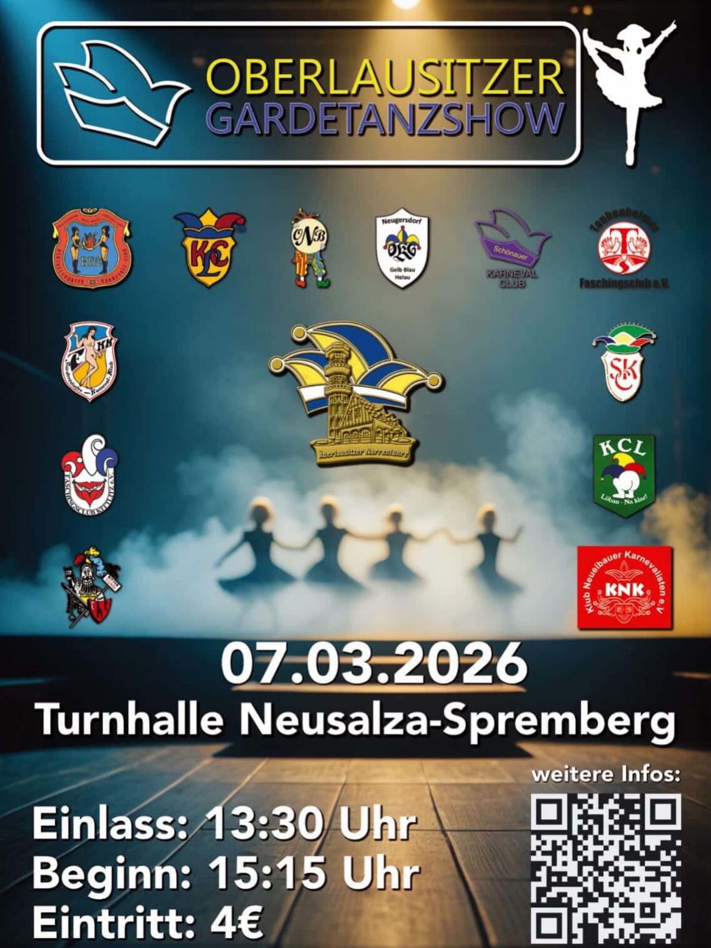 Oberlausitzer Gardetanzshow – Zuschauen ausdrücklich erlaubt! ?
Liebe Närrinnen und Narren, liebe Tanzbegeisterte und solche, die es vielleicht noch werden wollen,
am 07.03.2026 heißt es in der Turnhalle Neusalza-Spremberg wieder: Bühne frei! ?? Zur Oberlausitzer Gardetanzshow treffen sich zahlreiche Jugendliche und Garden aus den verschiedensten Vereinen der Region, um zu zeigen, was sie – im wahrsten Sinne des Wortes – auf die Beine gestellt haben.
Und ich kann euch sagen: Da wird nicht nur geschniegelt marschiert und gelächelt – da wird gedreht, spagatiert und manchmal auch kurz die Schwerkraft außer Kraft gesetzt ?♀️ Was die Tänzerinnen und Tänzer hier präsentieren, ist das Resultat von unzähligen Trainingsstunden, großem Einsatz und ganz viel Leidenschaft.
Einlass ist ab 13:30 Uhr, los geht’s um 15:15 Uhr – und das Ganze für schlanke 4 Euro Eintritt. So viel Engagement, Begeisterung und tänzerisches Können sollte man sich nicht entgehen lassen ?
Also kommt vorbei, schaut euch an, was die Jugendlichen und Garden aus den anderen Vereinen einstudiert haben und lasst euch von der Begeisterung anstecken. Wer weiß – vielleicht zuckt am Ende ja sogar das eigene Tanzbein ein bisschen mit ?❤️
Mit sonnigen Grüßen
Paul
#Gardetanzschuh #Oberlausitz #Hutbergregion #gemeinsam #oberlausitzernarrenfuhre