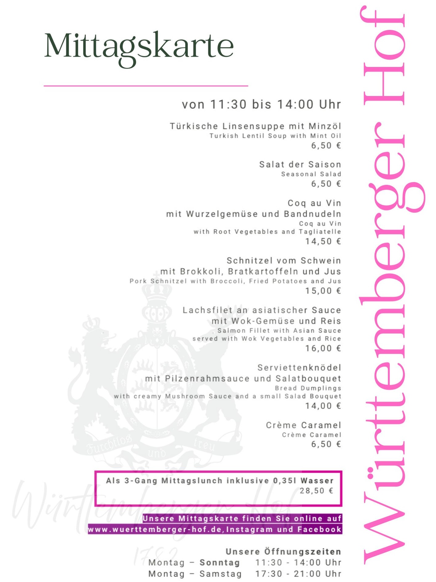 Neue Mittagskarte
23.2 bis 27.2