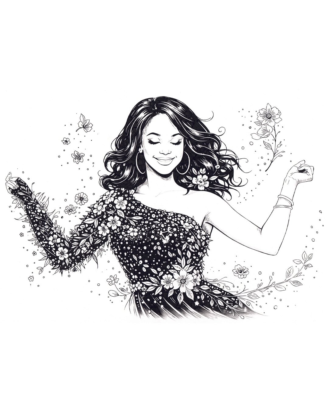 A portrait from the heart.
I’ve always loved music — especially the kind that goes straight to the heart.
And even though I’m not a dancer myself, I’ve always been moved by the way dance can tell a story without a single word.
When I started watching “Let’s Dance” years ago, I never expected that a performance could make me laugh, cry, or feel overwhelmed in the same way music does. But it did — every single season. Because everyone involved brings something special: the celebrities, the professional dancers, the hosts, the audience… and the jury.
For me, Motsi Mabuse has always been the heart of that jury. A former professional dancer and multiple German champion, she now shares her joy, her honesty, and her emotions with millions. And she does it in a way that feels real, warm, and deeply human. Her reactions often mirror my own — and sometimes even shape them.
With the new season starting tomorrow, I wanted to express what this show — and Motsi — mean to me.
This drawing is my little love letter to her: to her positivity, her energy, her love for music and dance, and the way she lights up the room simply by being herself.
Thank you, Motsi, for all the unforgettable moments you’ve given us over the years. I hope there are many more to come.
#MotsiMabuse #LetsDance #LetsDance2026 #RTL #RTLPlus #Rumba #LineDrawings #LineIllustration #FashionIllustration #CoutureIllustration #InkIllustration #StrictlyComeDancing #Hahnemühle #Tombow #Topenga #TopengaArt