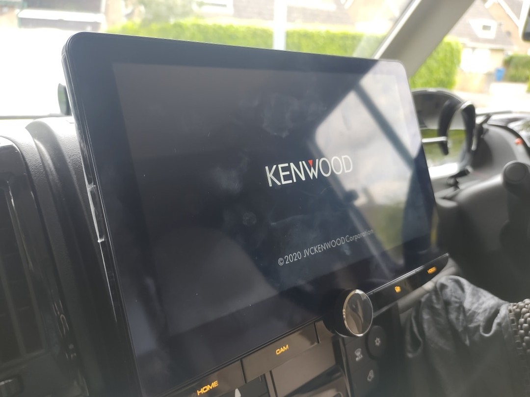 Removed the current radio and out falls a mass of cables ?. We spent some time removing the old stuff, tidying up the reverse camera and other cables we needed. Then replaced the radio with a Kenwood dmx9720xds multimedia system. With its awesome 10.1
