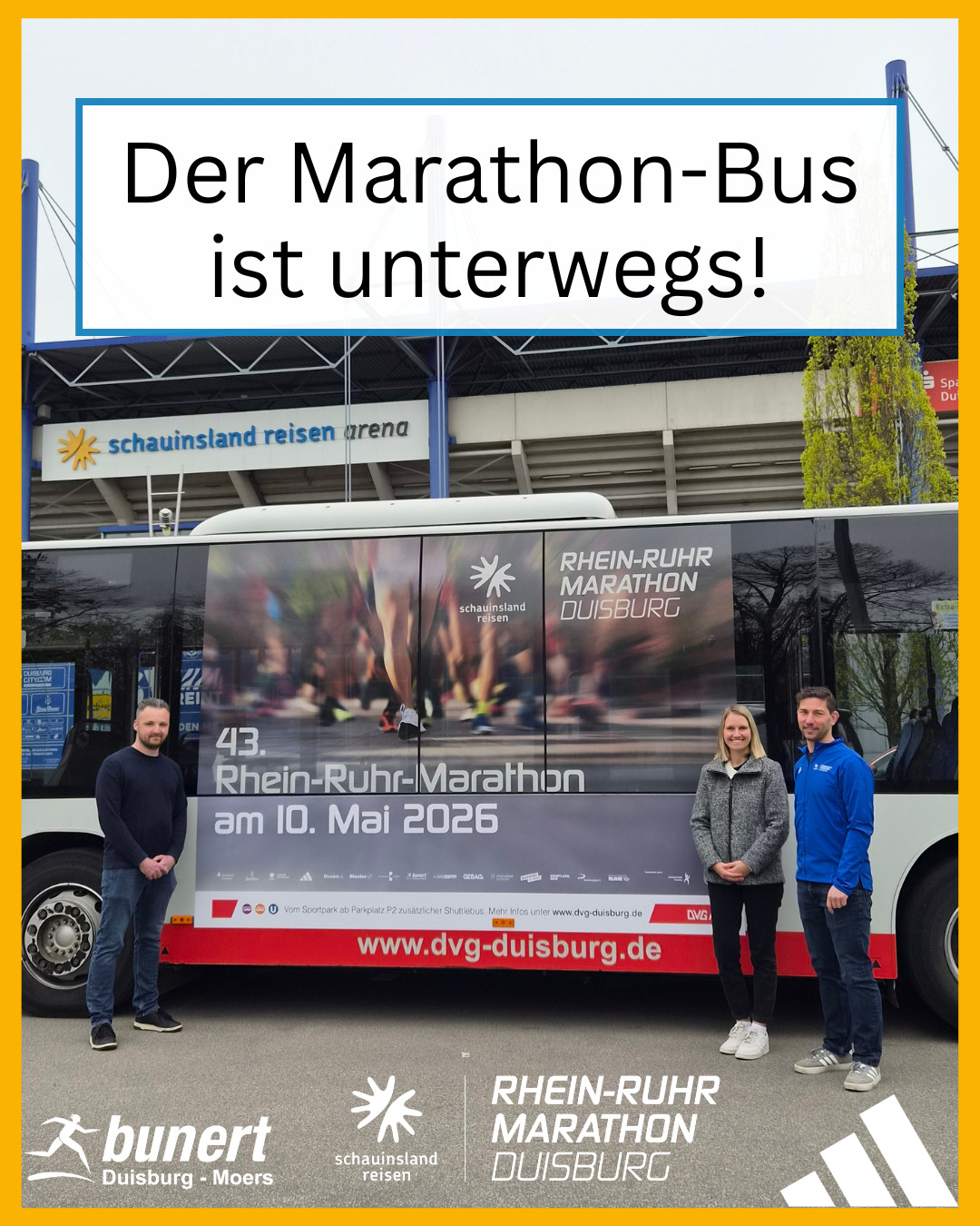 Ab jetzt auf Duisburgs Straßen unterwegs: Der DVG-Bus im Design des 43. Rhein-Ruhr-Marathons! W....