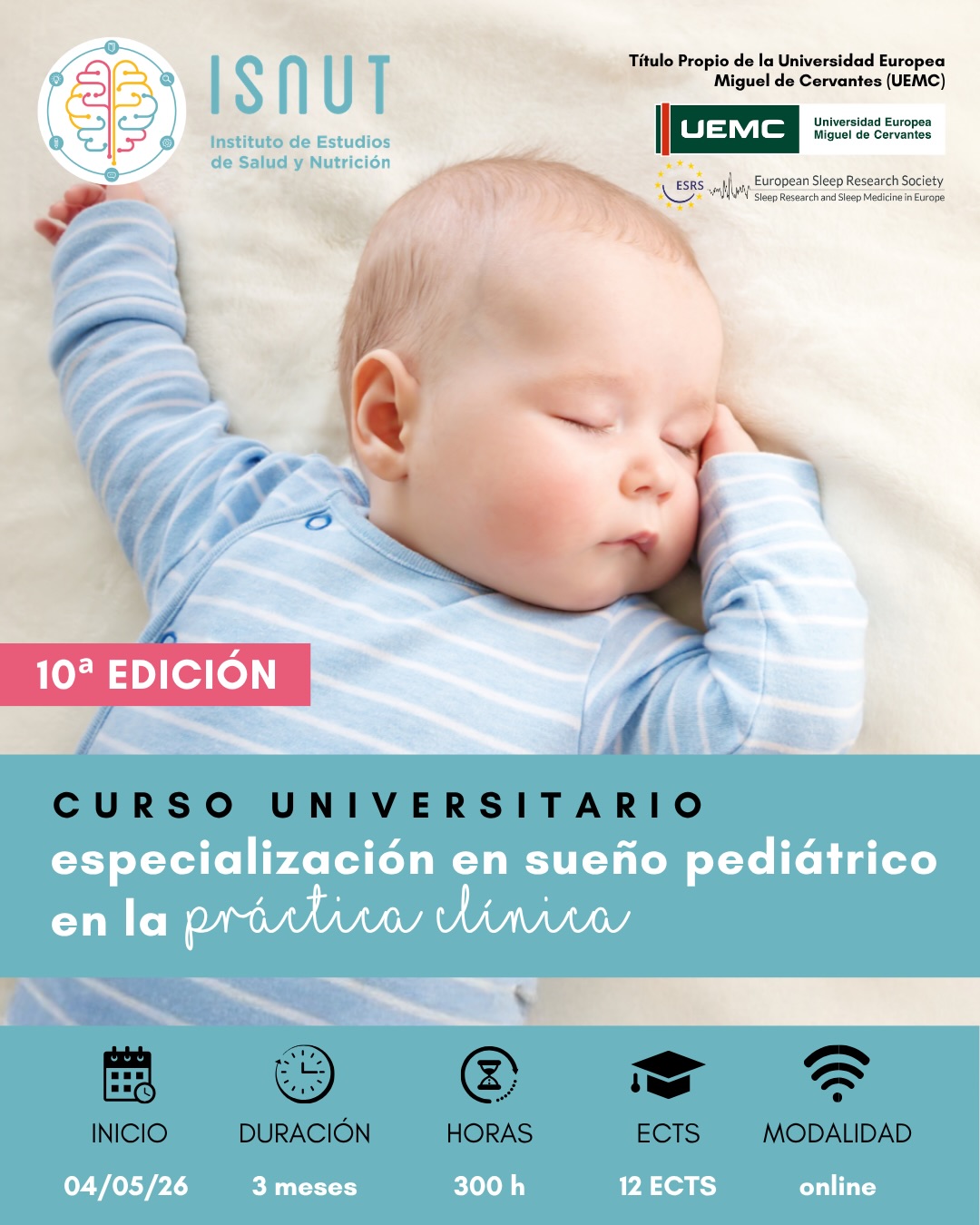 ‼️10 EDICIONES ESPECIALIZANDO EN SUEÑO PEDIÁTRICO‼️
Alcanzamos la 10ª edición de una formación que ha ido definiéndose a lo largo del tiempo desde un enfoque claro: integrar la evidencia científica con la práctica clínica.
? Curso Universitario de Especialización en Sueño Pediátrico en la Práctica Clínica
Título propio de la Universidad Europea Miguel de Cervantes (UEMC)
Esta nueva edición profundiza en el desarrollo fisiológico del sueño infantil y en el abordaje clínico de sus alteraciones, con un programa estructurado para responder a lo que realmente se presenta en consulta. No se trata solo de actualizar conocimientos, sino de aprender a interpretarlos, aplicarlos y contextualizarlos en la práctica asistencial, desde una mirada rigurosa y respetuosa hacia la infancia.
El contenido se apoya en evidencia científica actualizada, pero también en la experiencia clínica de un equipo docente con amplia trayectoria, lo que permite trasladar cada concepto al terreno práctico con criterio.
?⚕️ Dirigido a profesionales sanitarios que buscan una formación sólida para ampliar, afinar o actualizar su abordaje del sueño pediátrico en consulta.
‼️DESCUENTO PROMOCIONAL SOLO HASTA EL 27 DE ABRIL (-200€)‼️ (o hasta agotar plazas)
?️Inicio: 4 de Mayo de 2026
⚠️ Las plazas son LIMITADAS y se asignarán por orden de inscripción.
ℹ️ Más información: info@isnut.es, en link de nuestra bio y en www.isnut.es ?
.
.
#isnut #isnutformaciones #formacionesquenutren #sueñoinfantil #sueñoinfantilrespetuoso