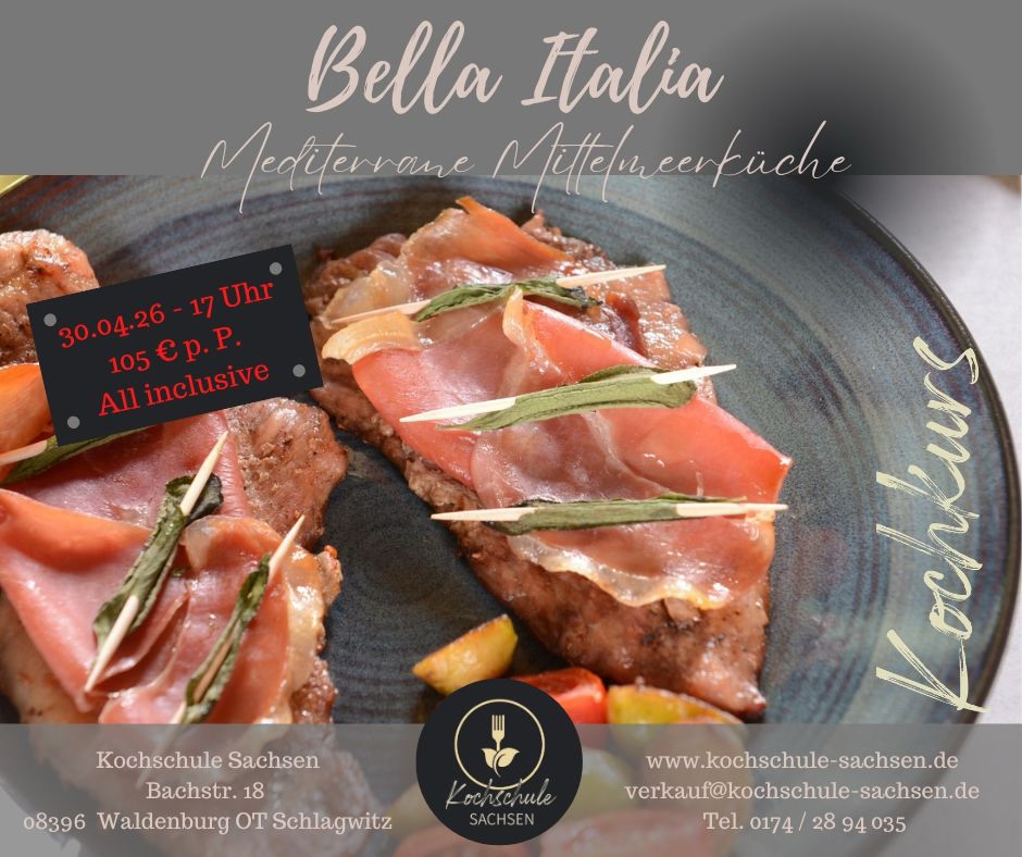 Für unseren Kochkurs „BELLA ITALIA - Mediterrane Mittelmeerküche“ am 30.04.26 sind noch ein paar Plätze frei!
So könnt ihr euch kurzerhand schon mal Urlaubsfeeling ??☀️ auf die Teller zaubern - immer unter professioneller Anleitung und mit ganz viel Liebe zum Detail! ?️
Buon appetito ?!
Jetzt noch schnell Tickets auf unserer Website kaufen und gemeinsam den Geschmack Italiens erleben! ?
?? www.kochschule-sachsen.de
☎️ 037608 28481
✉️ verkauf@kochschule-sachsen.de
#kochschulesachsen #kochenmachtglücklich #kochenfürgäste #spanischesessen #tapasespañolas profikoch kochkurs sachsen waldenburg