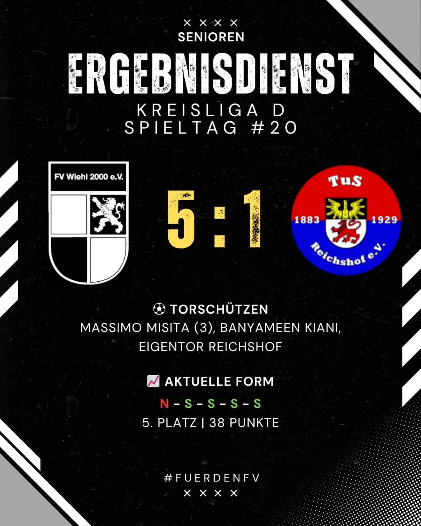 ⚽ Senioren - Ergebnisdienst
Deutliche Niederlage für unsere Erste in Endenich. Siegesserien der Dritten setzt sich auch in Reichshof fort. ?
Weiter geht's, Löwen! ???
#fuerdenfv #mitdemloewenaufderbrust #weilwirdichlieben