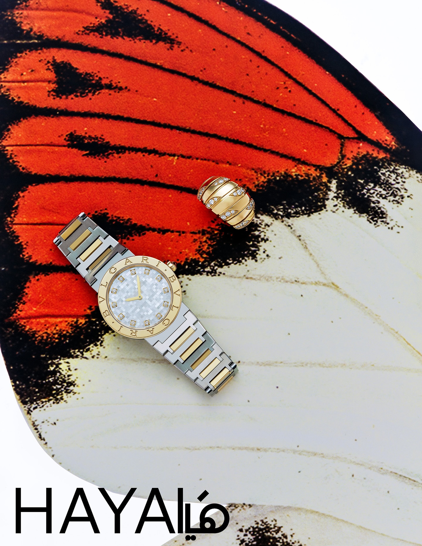 Crafted to catch both light and attention, the @bvlgari Tubogas ring and Bvlgari Bvlgari watch embody a refined vision of elegance, where every detail reflects exceptional craftsmanship. زوري موقعنا واكتشفي جلستنا التصورية الكاملة بعنوان Gilded Wings!Managing Editor: @sima.maalouf
Photographer: @sophiacliffe
Creative Director: @sana_jamalii
Photo Assistant: Jaypee
Production: @kathlauriz @bedik_me#HayaMagazine #Bvlgari