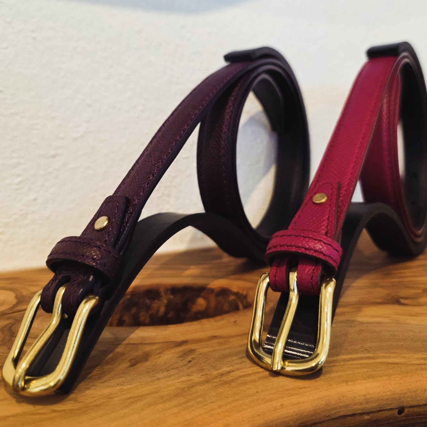 Cicero Petite | Leather Belt | Epsom Full Grain Leather | Wine & Burgundy