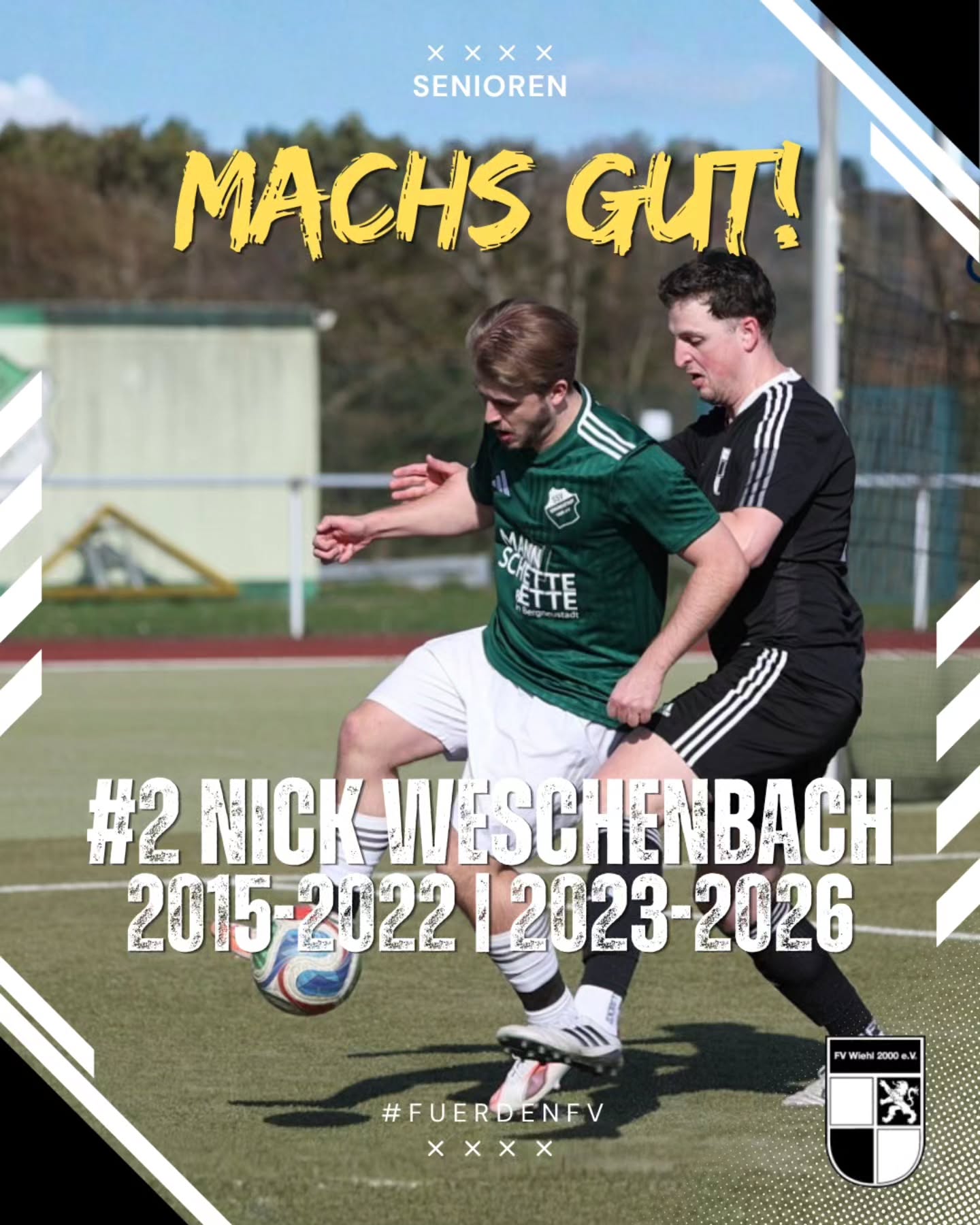 ? Alles Gute #2 Nick Weschenbach ⚽
Am letzten Spieltag haben wir Nick verabschiedet. Alles Gute für deine Zukunft und vielen Dank für deinen Einsatz für den FV, Nick! Wir sehen uns auf der WLS. ??
? Oberberg-Aktuell
#fuerdenfv #mitdemloewenaufderbrust #weilwirdichlieben